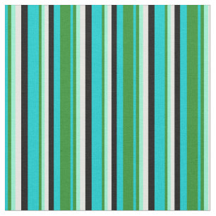 Turquoise, Green, Aquamarine, Mint Cream & Black Fabric