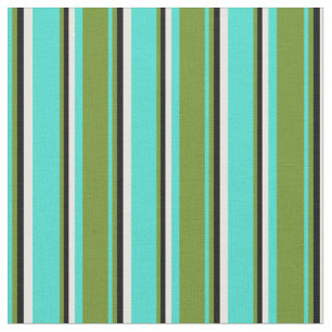 Turquoise, Green, Black & White Coloured Pattern Fabric