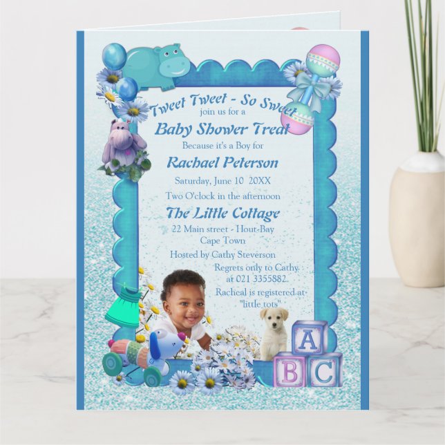 Turquoise Green Blue Baby Shower Invitation (Front)