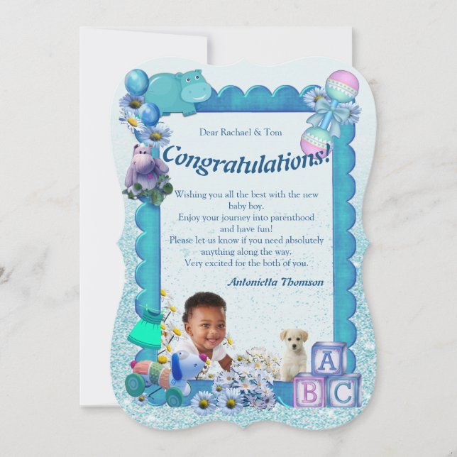 Turquoise Green Blue Congratulations Thank You Card (Front)