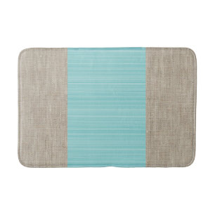Turquoise green blue horizontal stripes burlap mat