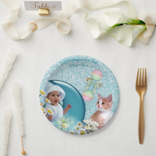 Turquoise Green Blue Paper Plate