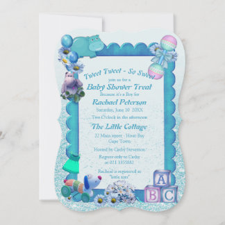 Turquoise Green Blue Photo frame Invitation
