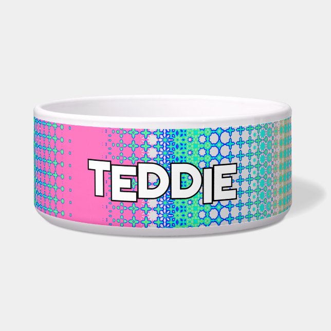 Turquoise Green Blue Pink Geometric Pattern (Front)