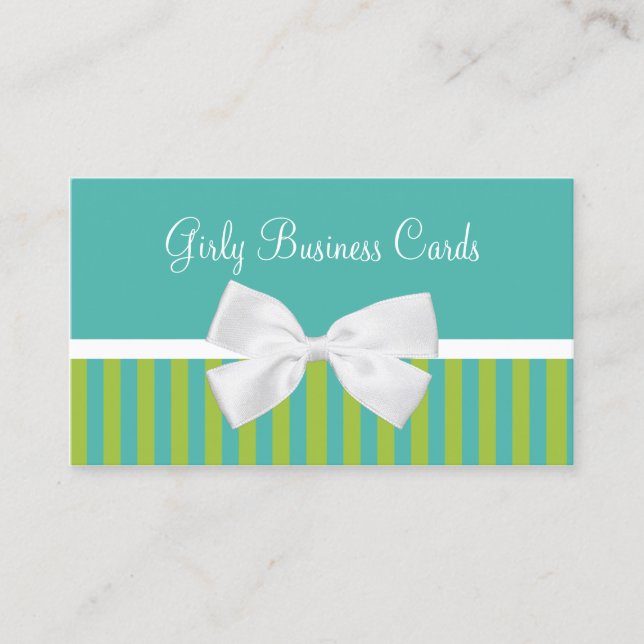 Turquoise Green Bow Boutique Business Card (Front)