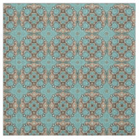 Turquoise Green Brown Bali Batik Style Pattern