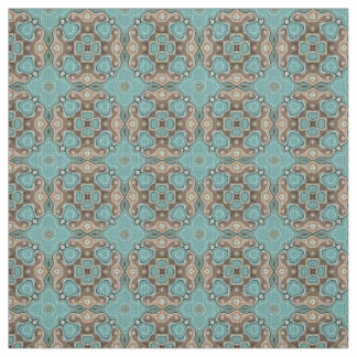 Turquoise Green Brown Bali Batik Style Pattern Fabric