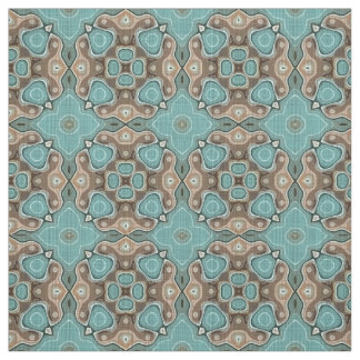 Turquoise Green Brown Bali Batik Style Pattern Fabric