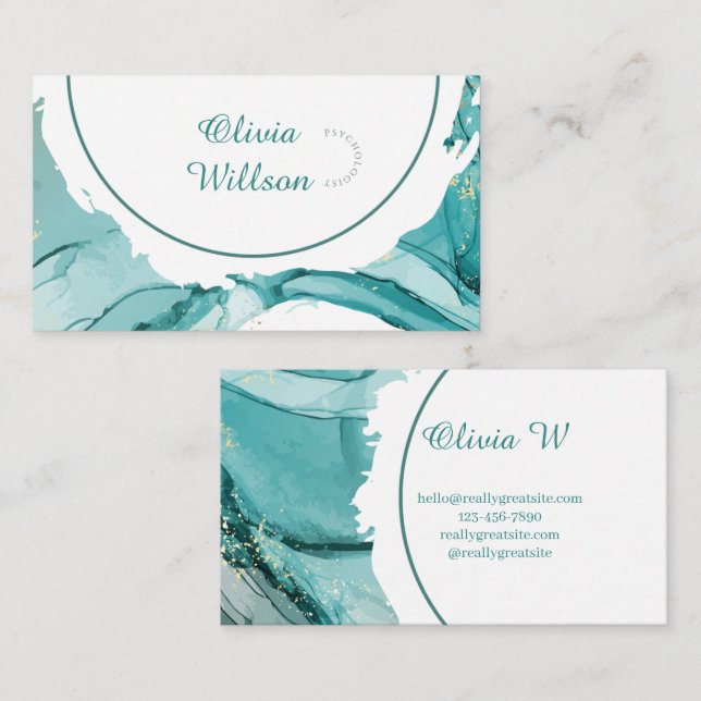 Turquoise Green Business Card (Front/Back)