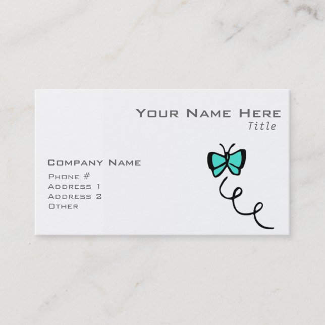 Turquoise Green Butterfly Business Card (Front)
