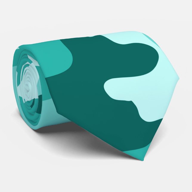Turquoise Green Camo Neck Tie (Rolled)