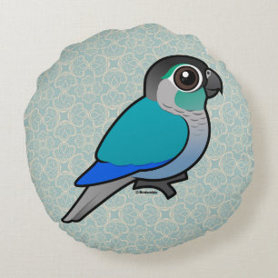 Turquoise Green-cheeked Conure Round Cushion