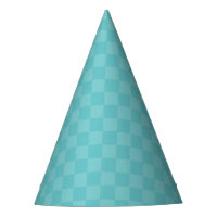 Turquoise Green Chequered Party Hat