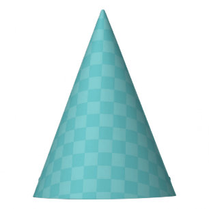 Turquoise Green Chequered Party Hat