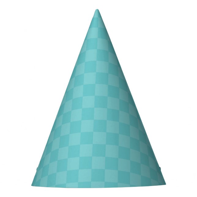 Turquoise Green Chequered Party Hat (Front)