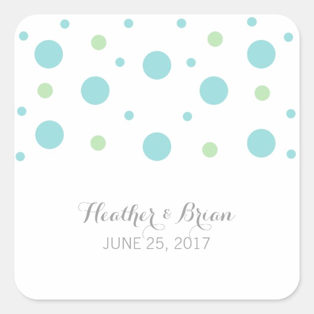 Turquoise Green Confetti Wedding Stickers (Front)
