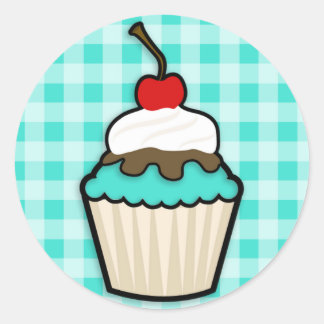 Turquoise Green Cupcake Classic Round Sticker