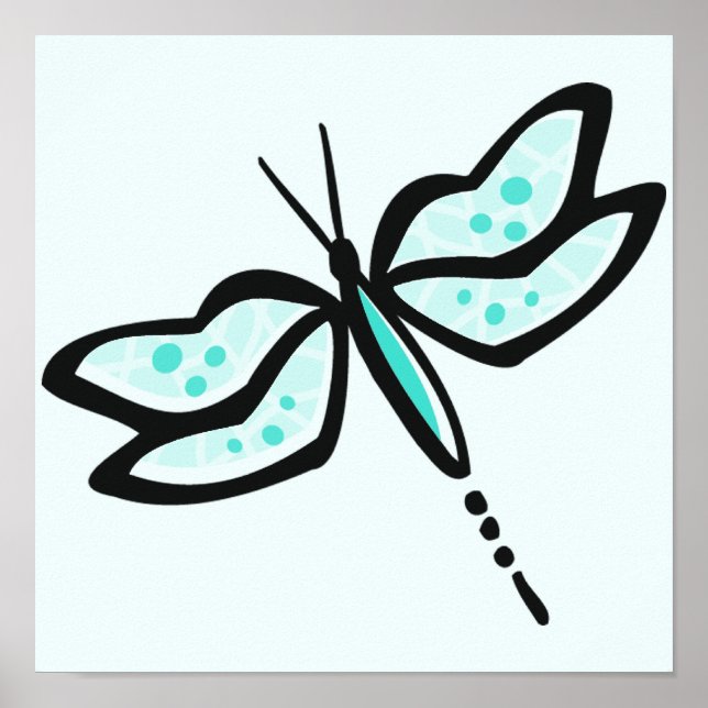 Turquoise Green Dragonfly Poster (Front)