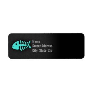 Turquoise Green Fish Bones Return Address Label