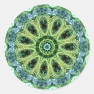 turquoise green kaleidoscope classic round sticker
