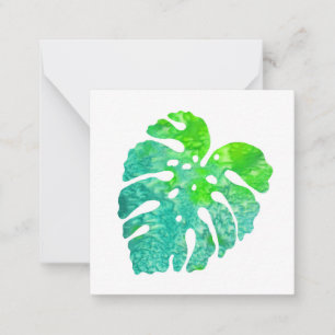 Turquoise Green Monstera Leaf Card