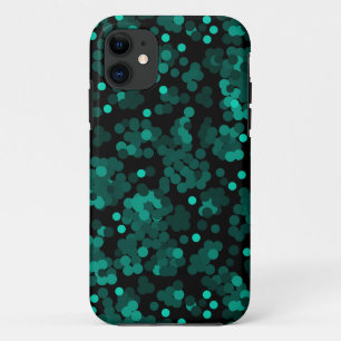 Turquoise green polka dot pattern on black iPhone 11 case