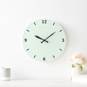 Turquoise Green Soft Pale White Pastel Solid Colou Large Clock
