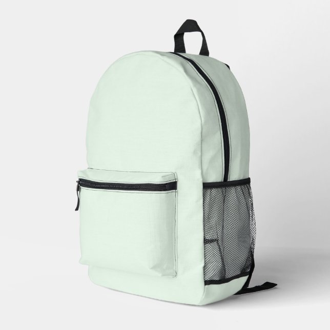 Turquoise Green Soft Pale White Pastel Solid Colou Printed Backpack (Back Corner Right)