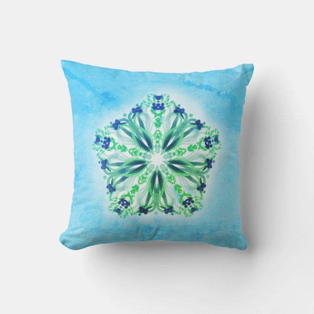 *~* Turquoise Green & Star Mandala Cushion (Front)