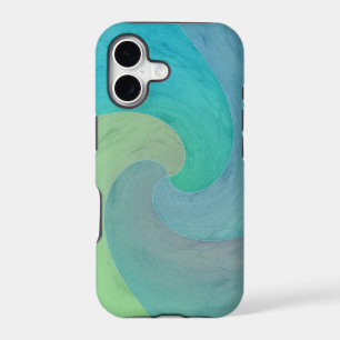 Turquoise Green Watercolor Wave Modern Art