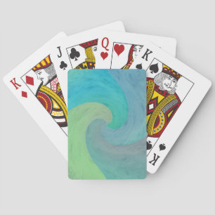Turquoise Green Watercolor Wave Modern Art Playing Cards