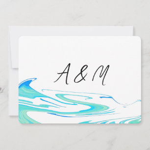 Turquoise Green wave Save the Date Invitation