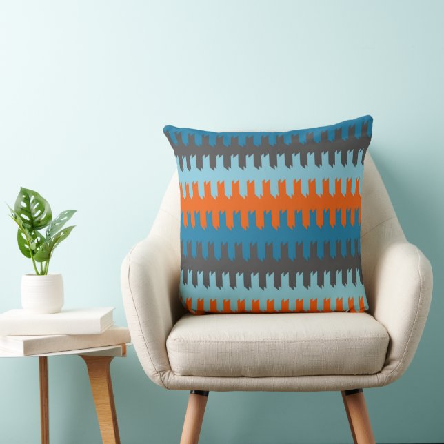 Turquoise, Grey and orange pattern Cushion (Chair)