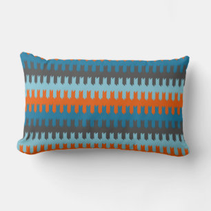 Turquoise, Grey and orange pattern Lumbar Cushion