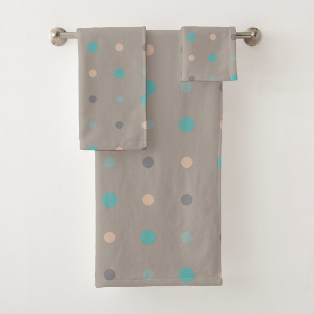 Turquoise, grey and Peach Bath Towel Set (Insitu)