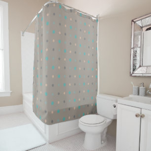 Turquoise, grey and Peach Shower Curtain
