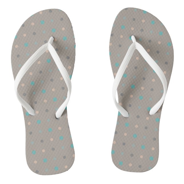 Turquoise, grey and Peach Thongs (Footbed)