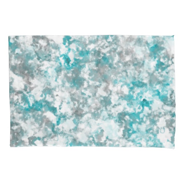 Turquoise grey and white marble texture pillowcase (Front)