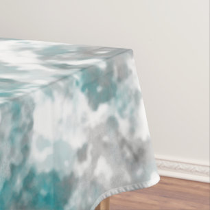 Turquoise grey and white marble texture tablecloth