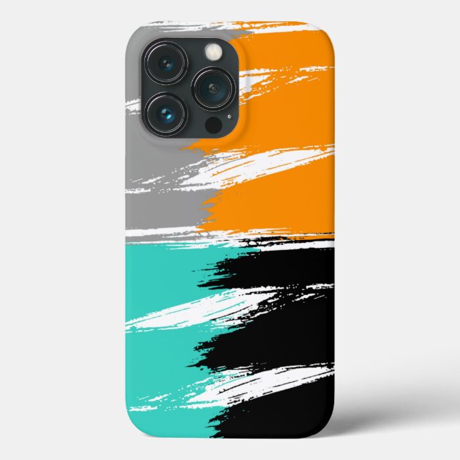 Turquoise Grey Black Orange Brush Stroke Paint Case-Mate iPhone Case (Back)