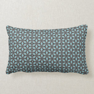 Turquoise Grey Cotton Lumbar Pillow