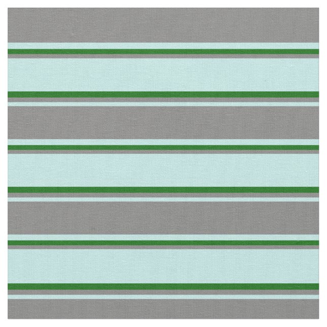 Turquoise, Grey & Dark Green Pattern Fabric (Close Up)