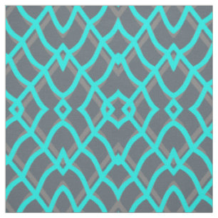 Turquoise & Grey Geometric Fabric
