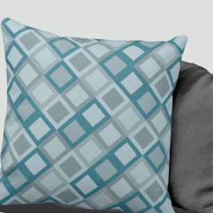 Turquoise & Grey Geometric Pattern Throw Pillow