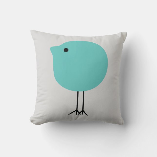Turquoise & Grey Modern Chick Baby Nursery Pillow (Front)