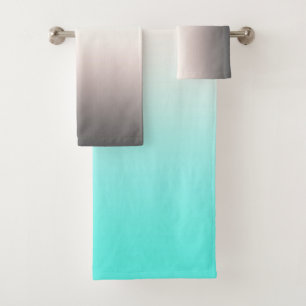 Turquoise grey Ombre Bath Towel Set