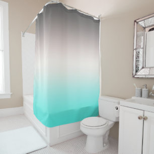 Turquoise grey Ombre Shower Curtain