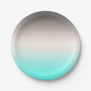 Turquoise grey Ombre Shower Curtain Paper Plate