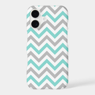 Turquoise, Grey, Wht Large Chevron ZigZag Pattern