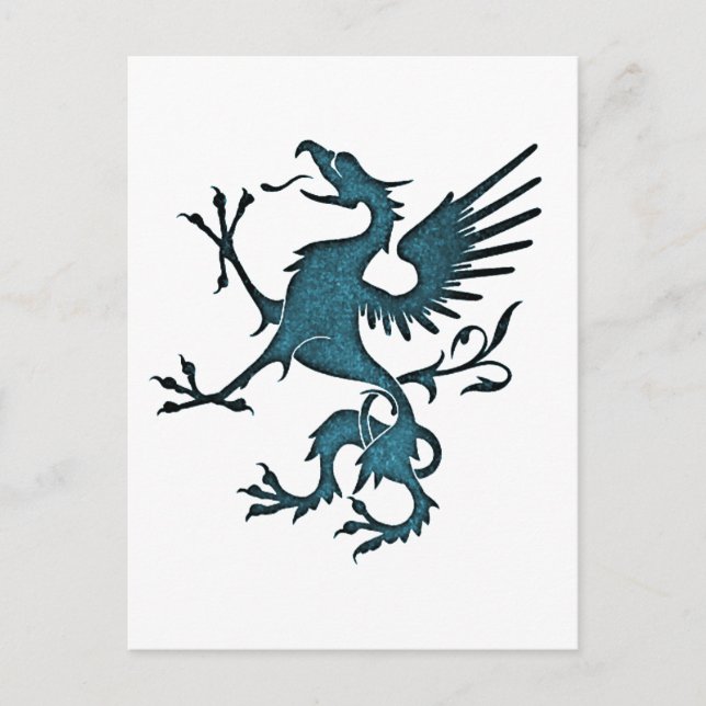 Turquoise Griffin Mediaeval Fantasy Eagle Lion Postcard (Front)
